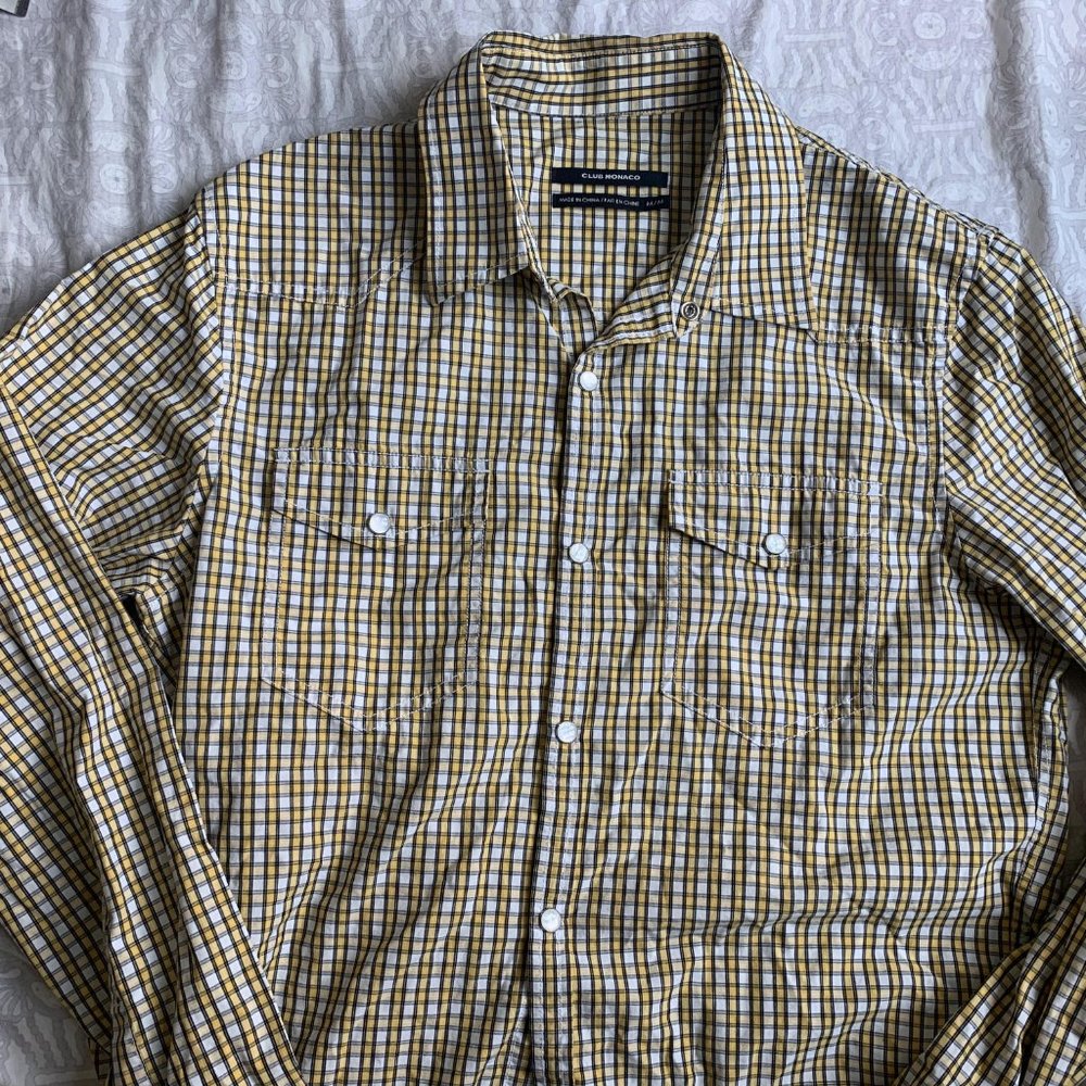 Club Monaco western button up shirt in plaid